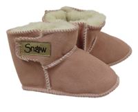 Nové - Světlerůžové semišové zateplené válenky vel. 21