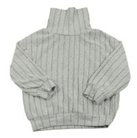 Světlešedý melírovaný žebrovaný úpletový oversize rolák