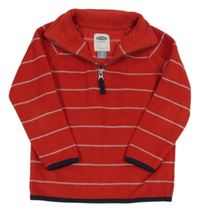 Červeno-bílá pruhovaná fleecová mikina OLD NAVY