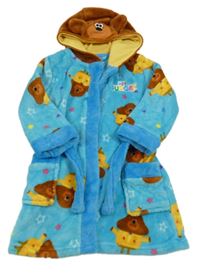 Azurovo-modro-medový plyšový župan s Hej, Hafí a kapucí character