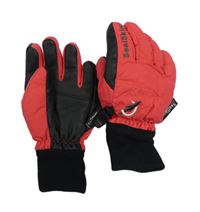 Červeno-černé šusťákové zimní rukavice 