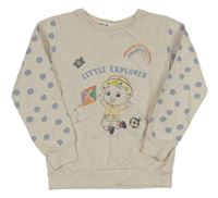 Světlebéžová mikina s obrázkem - Cocomelon a puntíky George
