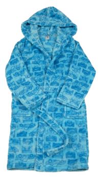 Azurový plyšový župan s Cars a kapucí C&A