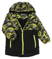 Černo-army šusťáková zimní bunda s kapucí Kiki&Koko