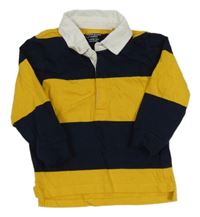 Tmavomodro-okrová mikina s límečkem PRIMARK