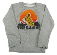 Šedá melírovaná mikina se šelmou HEMA