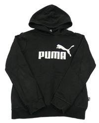 Černá mikina s logem a kapsou a kapucí PUMA