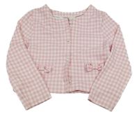 Růžovo-bílé kostkované bolérko s mašlemi H&M