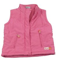 Růžová prošívaná šusťáková zateplená vesta s nášivkou Topolino