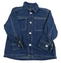 Tmavomodrá riflová košilová bunda H&M