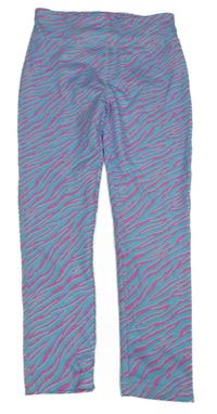 Světlemodro-fialovo-křiklavě růžové vzorované sportovní legíny St. Bernard