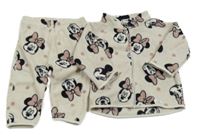 2Set - Světlebéžová melírovaná puntíkatá fleecová propínací mikina s Minnie + kalhoty H&M