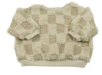 Světlebéžovo-béžová kostkovaná huňatá podšitá oversize mikina Next