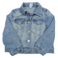 Světlemodrá tepláková riflová crop bunda s límečkem H&M