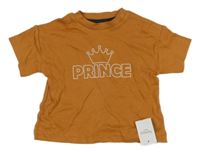 Nové - medové tričko s nápisem a korunkou Nutmeg