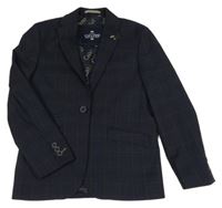 Tmavomodro-hnědo-modré kostkované vzorované sako CAVANI