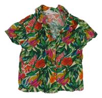 Smetanovo-zelená košile s listy a květy PRIMARK