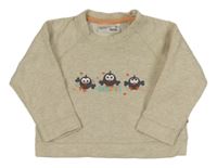 Světlebéžová melírovaná mikina s ptáčky Ergee