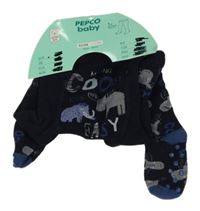 Nové - tmavomodré teplé punčocháče se zvířátky PEPCO