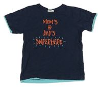 Tmavomodré tričko s nápisy Topolino