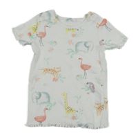 Bílé žebrované tričko se zvířátky F&F