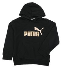 Černá mikina s logem a kapsou a kapucí PUMA