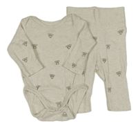 2Set - Světlebéžové melírované body s koalami + tepláky H&M