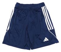 Tmavomodré sportovní funkční kraťasy s pruhy Adidas 