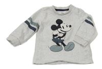 Světlešedá melírovaná mikina s Mickey a pruhy C&A