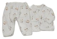 2Set - Bílá propínací mikina s houpacími koníky + tepláky Maybe Baby