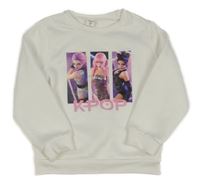 Bílá mikina s K-POP SHEIN