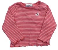 Růžovo-světlerůžové pruhované triko s výšivkou Topomini