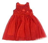 Červené slavnostní šaty s třpytivou tylovou sukní zn. H&M