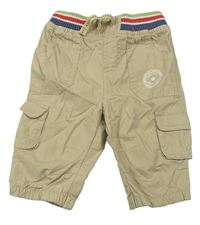 Béžové plátěné kalhoty s úpletovým pasem F&F