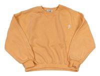 Oranžová crop mikina s výšivkou Primark