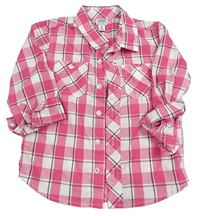 Tmavorůžovo-bílo-černá kostkovaná košile Old Navy