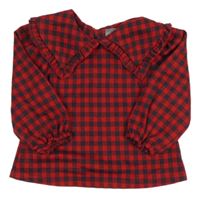 Červeno-černá kostkovaná halenka s límečkem Next