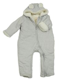 Světlešedá zateplená kombinéza s medvědy a kapucí GAP