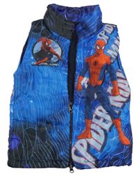 Modrá šusťáková zateplená vesta se Spidermanem