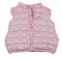 Růžová prošívaná šusťáková zateplená vesta se srdíčky Prénatal