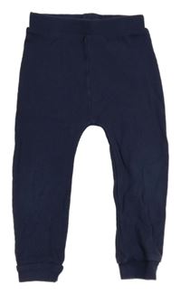 Tmavomodré žebrované lehké tepláky Tu