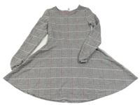 Šedo-černo-růžové kostkované třpytivé šaty s pruhem Yigga