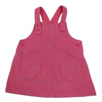 Tmavorůžové manšestrové laclové šaty se srdíčky Matalan