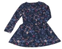 Tmavomodré květované bavlněné šaty Tchibo