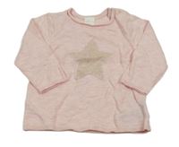 Růžový melírovaný svetr s hvězdou H&M