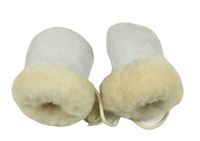 Šedé semišové zateplené rukavice na šňůrce