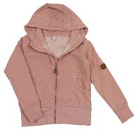 Starorůžová melírovaná propínací mikina s kapucí Yigga