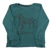 Tmavozelené triko se zebrou Next