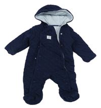 Tmavomodrá prošívaná tepláková zateplená kombinéza s kapucí John Lewis