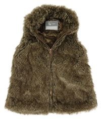 Hnědá kožešinová podšitá vesta Tu